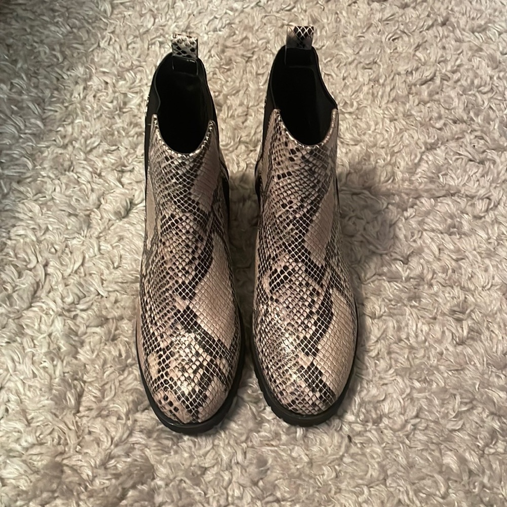 Snakeskin booties